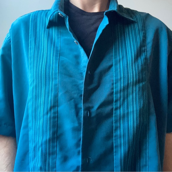 Turquoise Blue Short Sleeve Dress Shirt - Picture 1 of 5